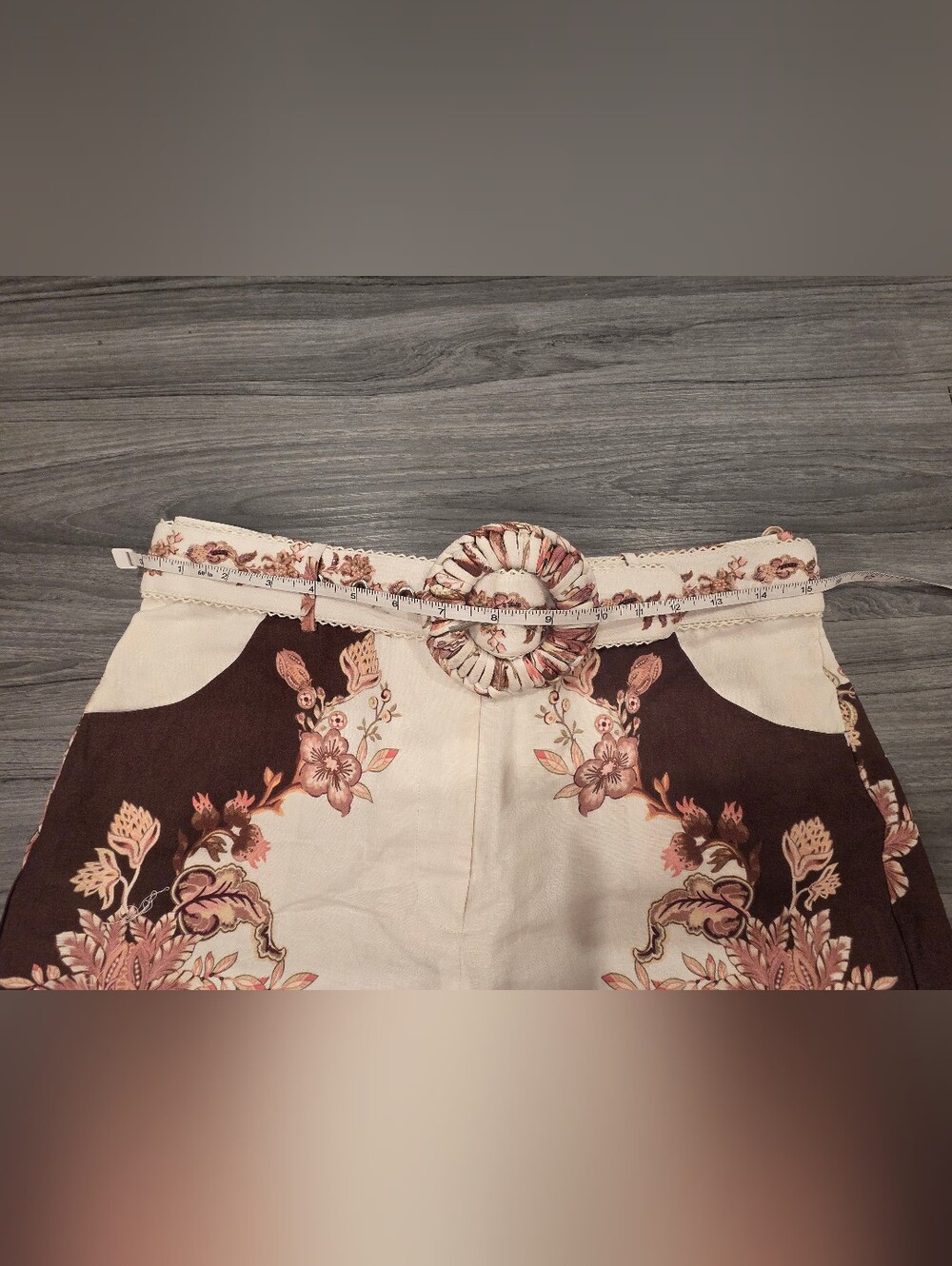 $384 Hemant & Nandita Brown and cream floral print shorts w/belt NWT - Picture 9 of 14